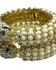 Leopard Hinged Bracelet in White
