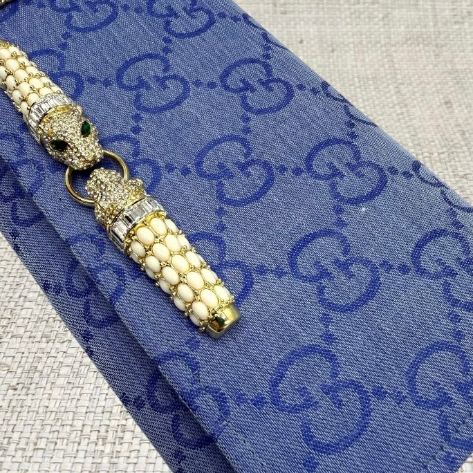 Gucci Logo Royal Blue Scarf Crossbody Clutch II