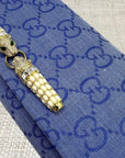 Gucci Logo Royal Blue Scarf Crossbody Clutch II