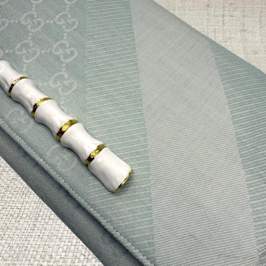 Gucci Logo Light Blue with stripe Scarf Clutch
