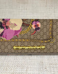 Gucci Logo Pink Floral Scarf Clutch with tan flap