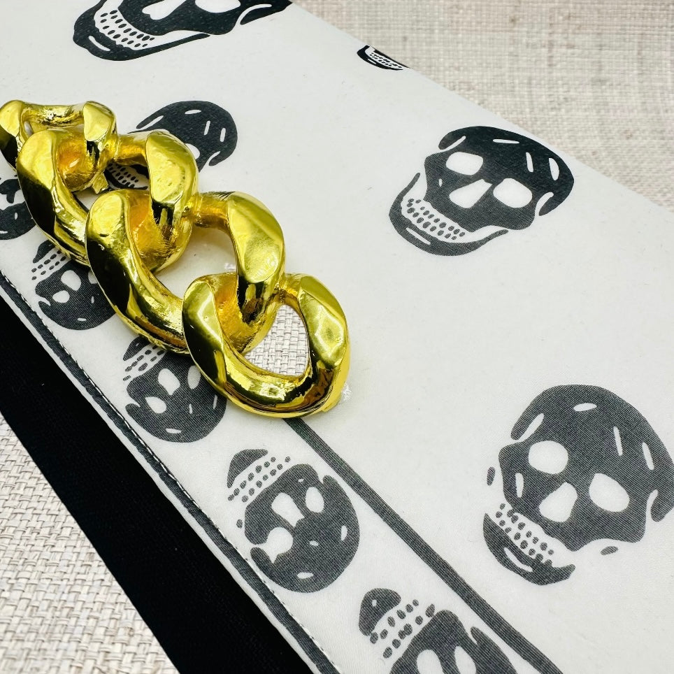 Black/White Alexander McQueen Skull Scarf Clutch 3
