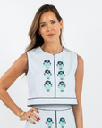 Emmy Top - Mini Navy Henrietta (sleeveless)