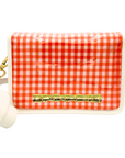 Orange Gingham Clear Stadium Bag with Gold Bamboo Stick