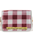 Crimson Buffalo Check Clear Stadium Bag with Gold Bamboo Stick