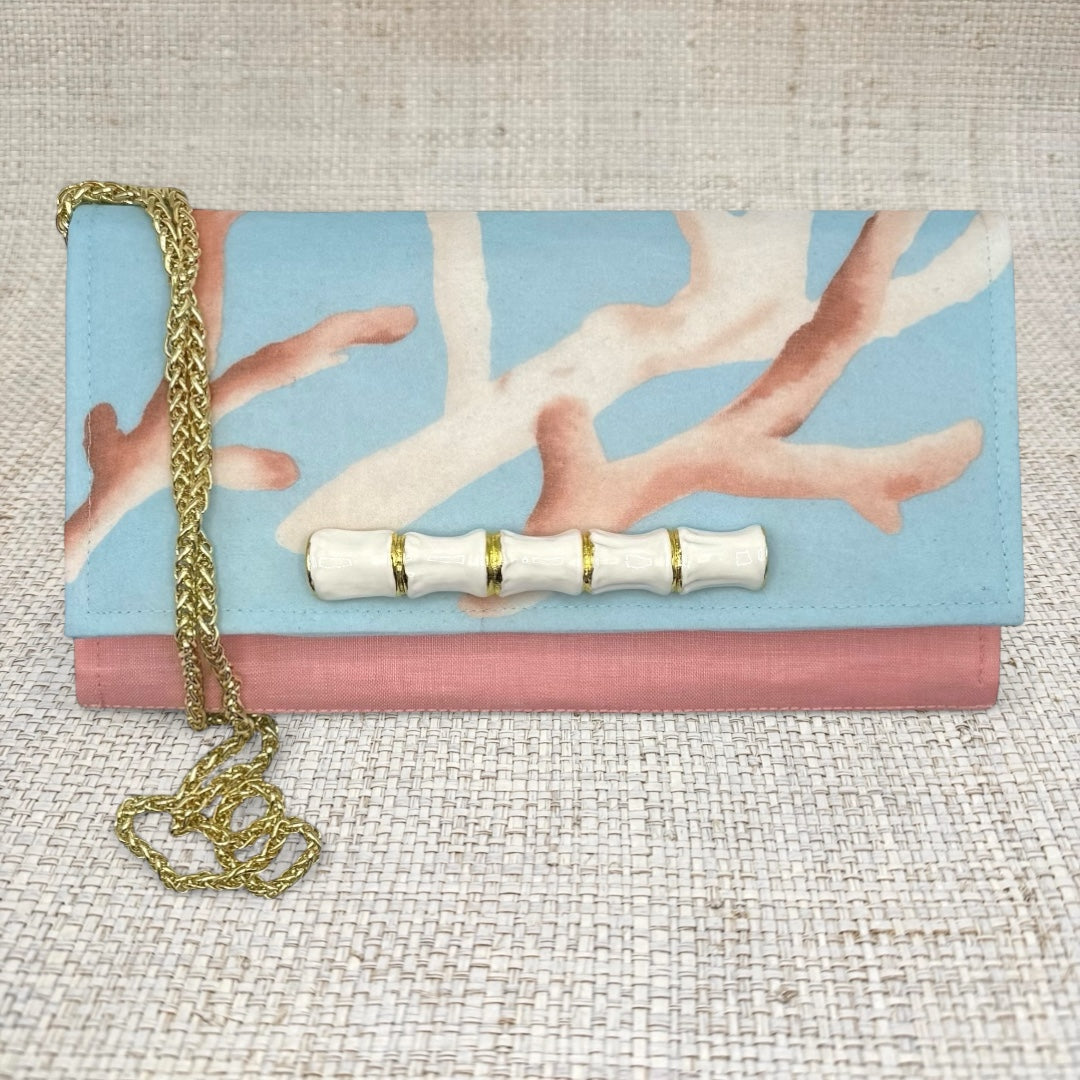 Oscar de la Renta Coral Scarf Crossbody Clutch