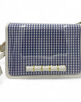 Purple Gingham Clear Stadium Bag with White Bamboo Stick