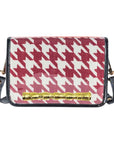 Crimson Houndstooth Clear Stadium Bag with Gold Bamboo Stick(black trim)