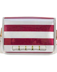 Maroon Stripe Clear Stadium Bag with White Bamboo Stick(white trim)