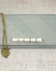 Gucci Logo Light Blue with stripe Scarf Crossbody Clutch