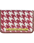 Crimson Houndstooth Clear Stadium Bag with Gold Bamboo Stick