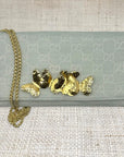 Gucci Logo Light Blue Scarf Crossbody Clutch