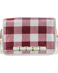 Crimson Buffalo Check Clear Stadium Bag with White Bamboo Stick