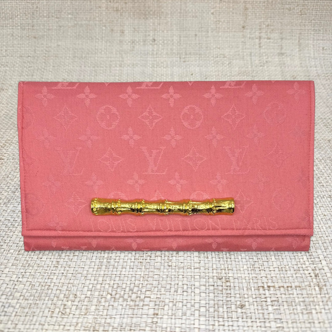 Pink Louis Vuitton Logo Scarf Clutch