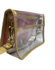 Purple Stripe Clear Stadium Bag with Frog