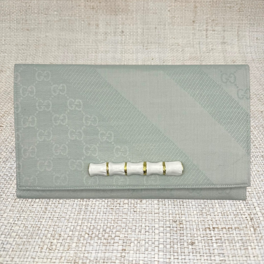 Gucci Logo Light Blue with stripe Scarf Clutch
