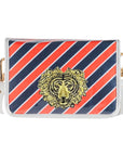 Orange and Navy Stripe Clear Stadium Bag with Tiger