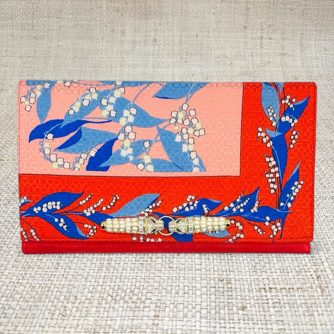 Pink/Reed Dior Lily of the Valley Scarf Clutch 2