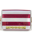 Maroon Stripe Clear Stadium Bag with Gold Bamboo Stick(white trim)