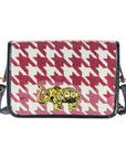 Crimson Houndstooth Clear Stadium Bag with Elephant (black trim)