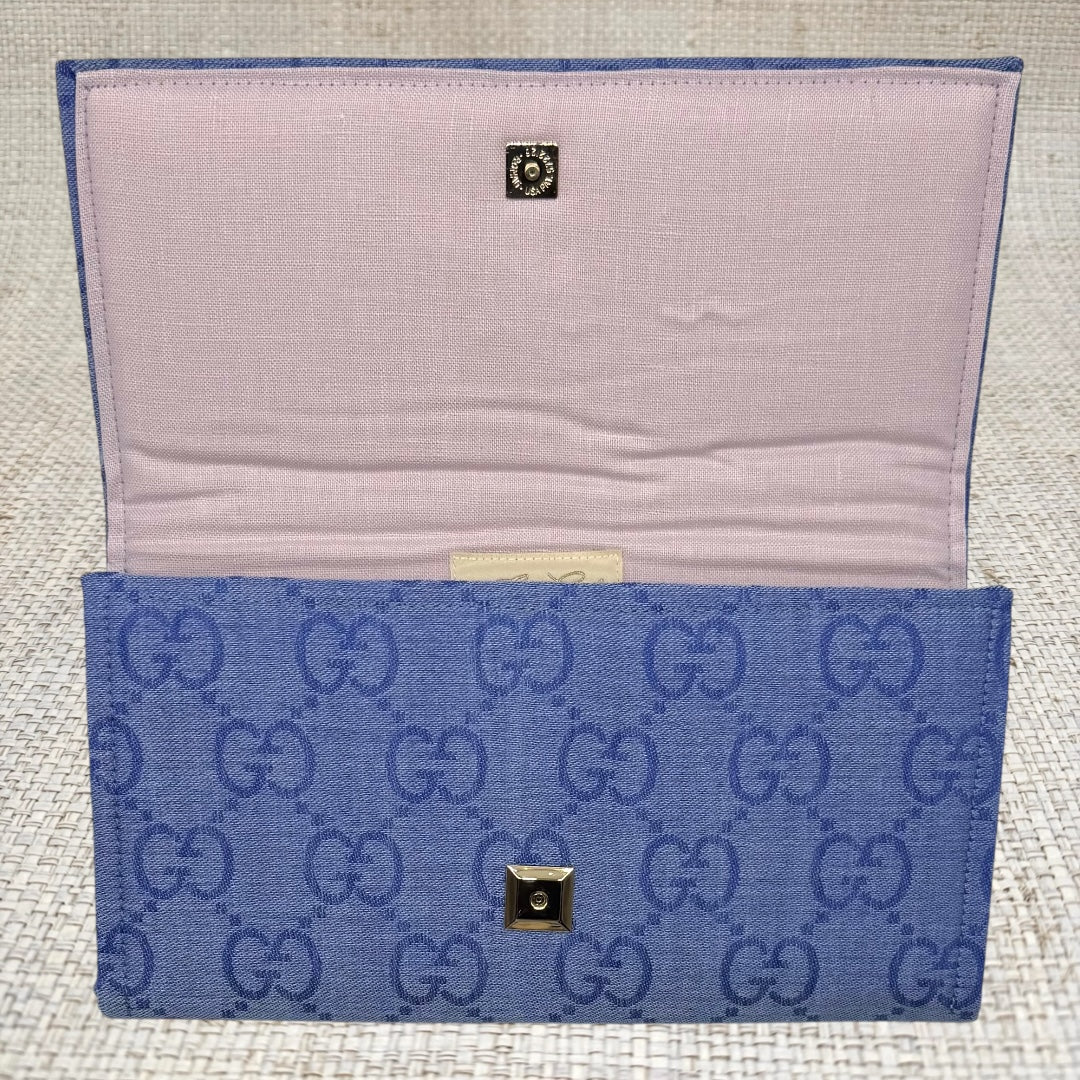Gucci Logo Royal Blue Scarf Crossbody Clutch II