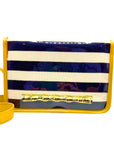 Navy Thiccc Stripe Clear Stadium Bag with Gold Bamboo Stick