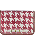 Crimson Houndstooth Clear Stadium Bag with White Bamboo Stick