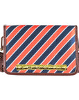 Orange and Navy Stripe Clear Stadium Bag with Gold Bamboo Stick