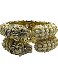Leopard Hinged Bracelet in White