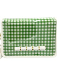 Green Gingham Clear Stadium Bag with White Bamboo Stick