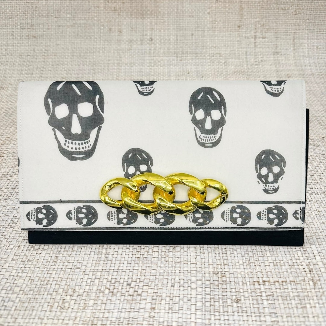 Black/White Alexander McQueen Skull Scarf Clutch 3