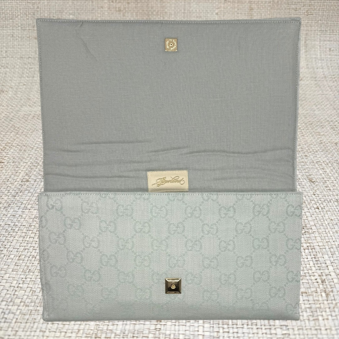 Gucci Logo Light Blue Scarf Clutch