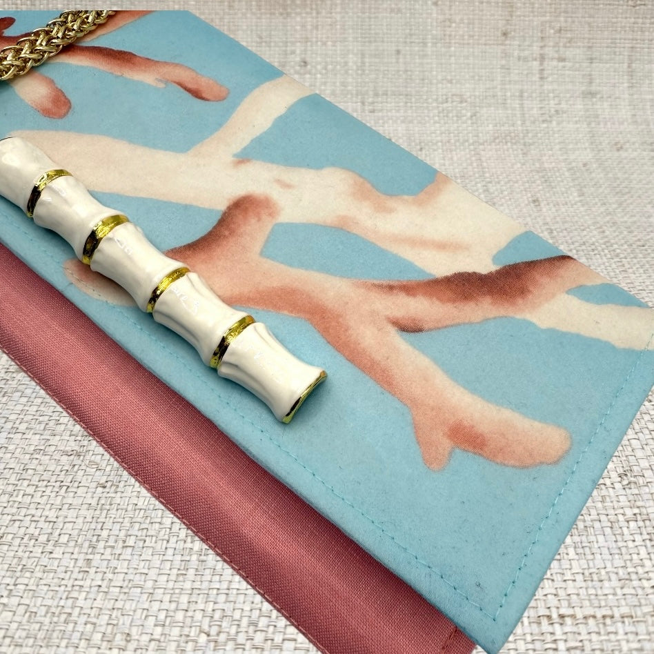 Oscar de la Renta Coral Scarf Crossbody Clutch
