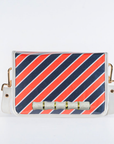 Orange and Navy Stripe Clear Stadium Bag with White Bamboo Stick
