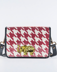 Crimson Houndstooth Clear Stadium Bag with Elephant (black trim)