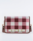 Crimson Buffalo Check Clear Stadium Bag with White Bamboo Stick