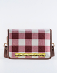 Crimson Buffalo Check Clear Stadium Bag with Gold Bamboo Stick