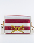 Maroon Stripe Clear Stadium Bag with XX Bamboo (white trim)