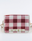 Crimson Buffalo Check Clear Stadium Bag with White Bamboo Stick