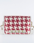 Crimson Houndstooth Clear Stadium Bag with White Bamboo Stick(white trim)