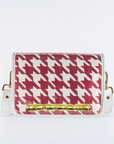 Crimson Houndstooth Clear Stadium Bag with Gold Bamboo Stick(white trim)