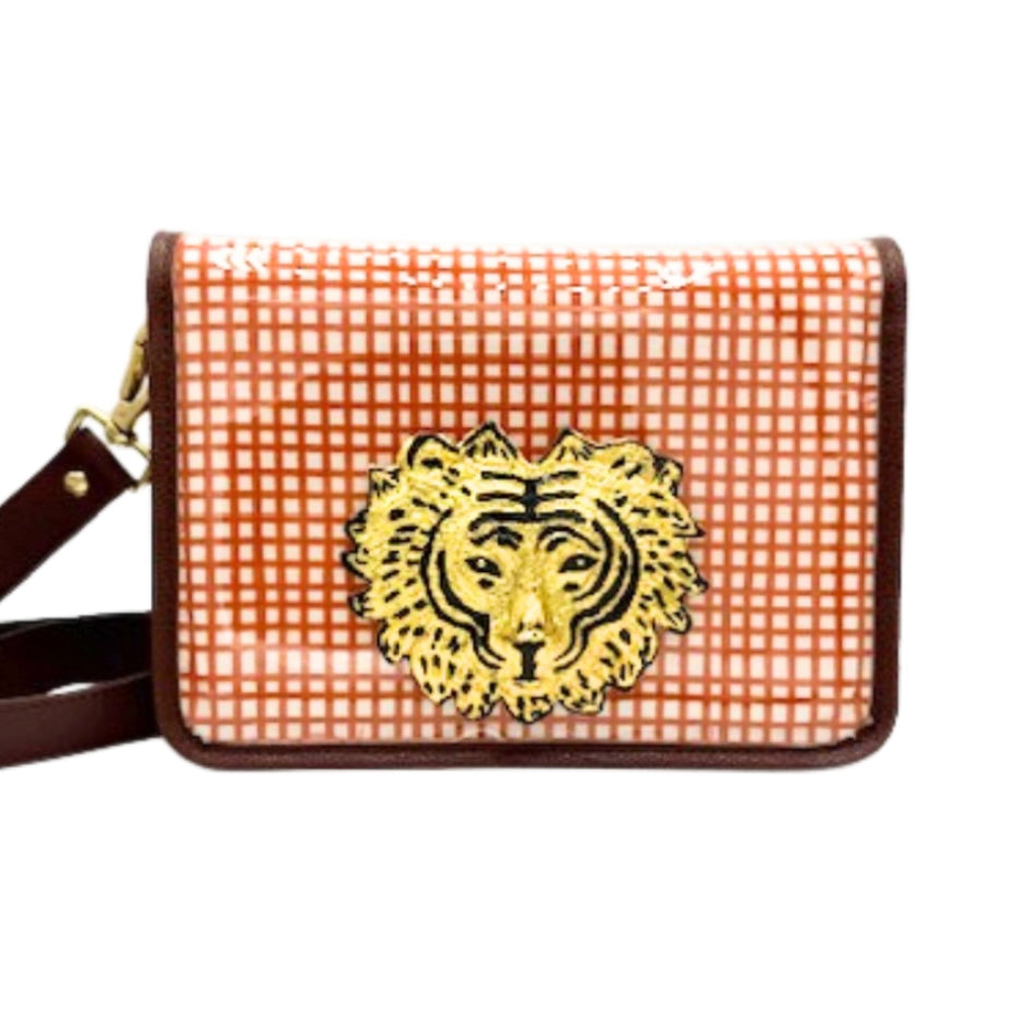 Burnt Orange Grid Clear Stadium Bag with Tiger