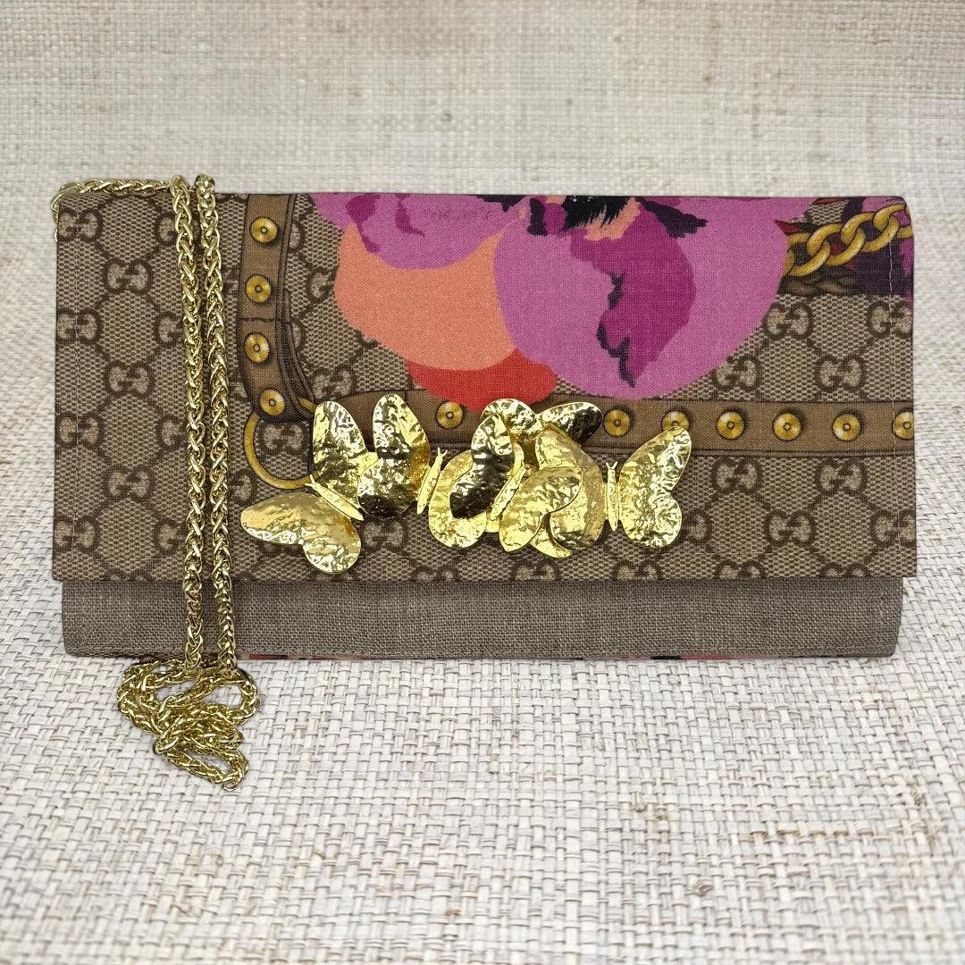 Gucci Pink Floral Crossbody Scarf Clutch II
