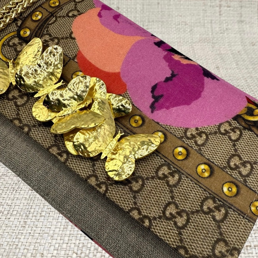 Gucci Pink Floral Crossbody Scarf Clutch II