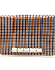Orange and Blue Plaid Clear Stadium Bag with White Bamboo Stick