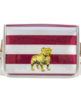 Maroon Stripe Clear Stadium Bag with Bulldog (white trim)