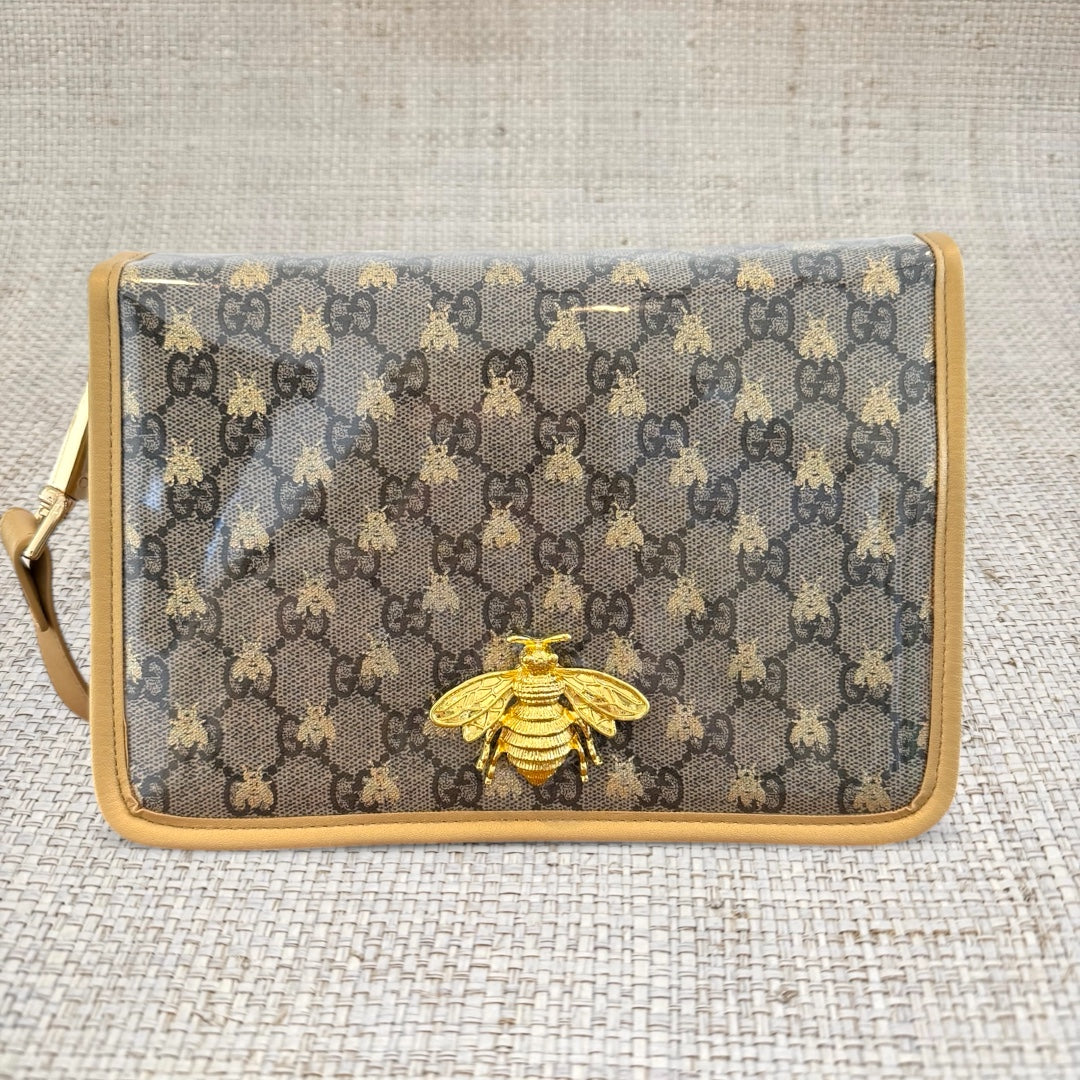 Gucci Metallic Bees Scarf Clear Stadium Bag – Garland Bags