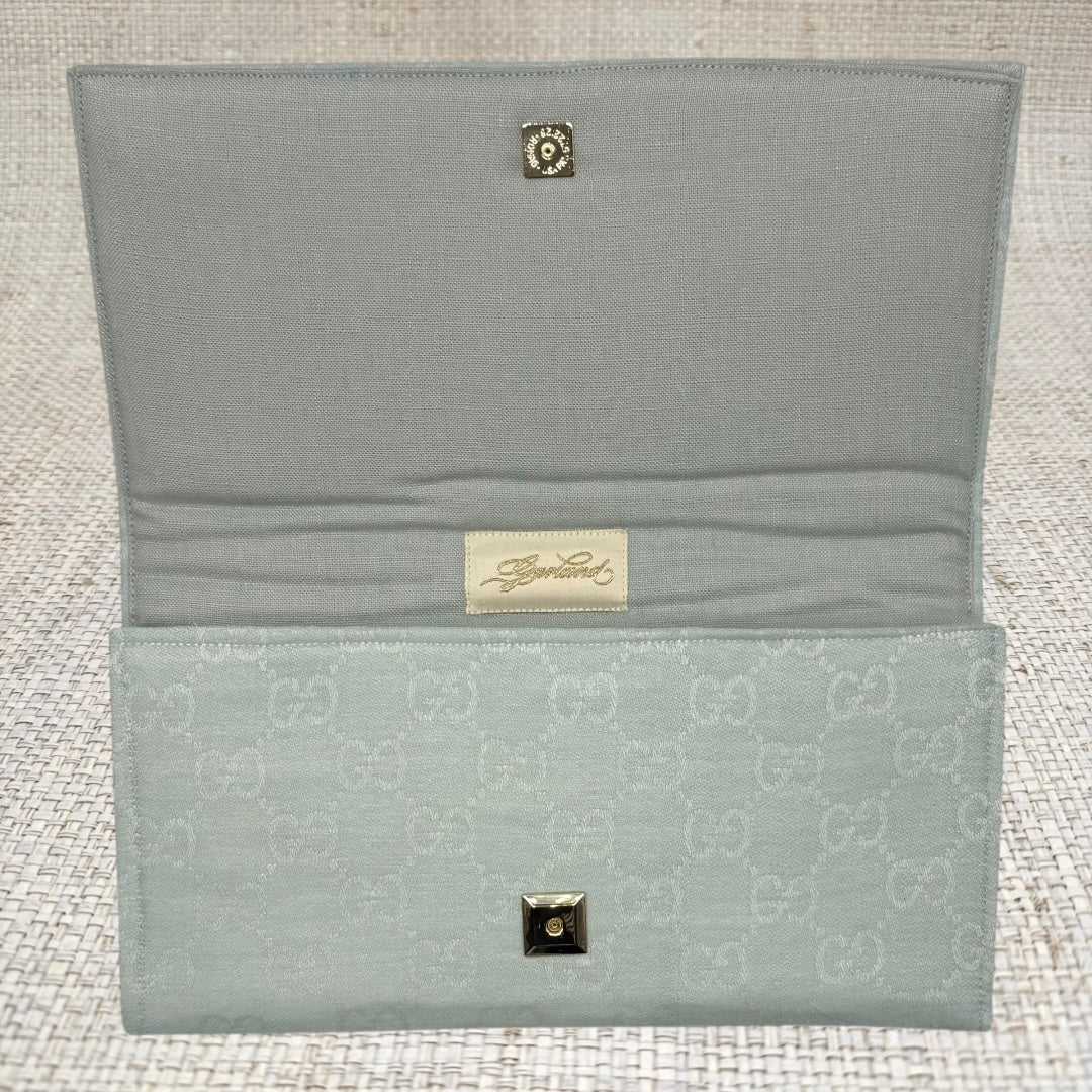 Gucci Logo Light Blue Scarf Crossbody Clutch