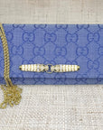 Gucci Logo Royal Blue Scarf Crossbody Clutch II