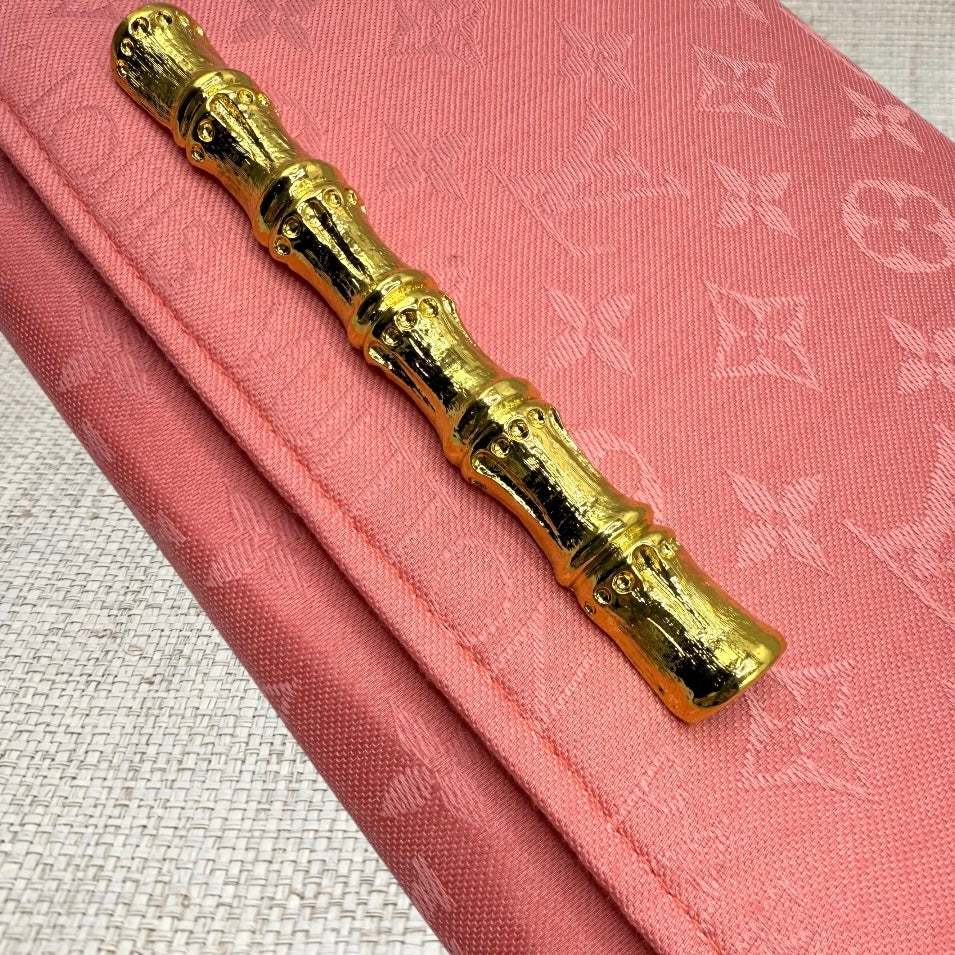 Pink Louis Vuitton Logo Scarf Clutch